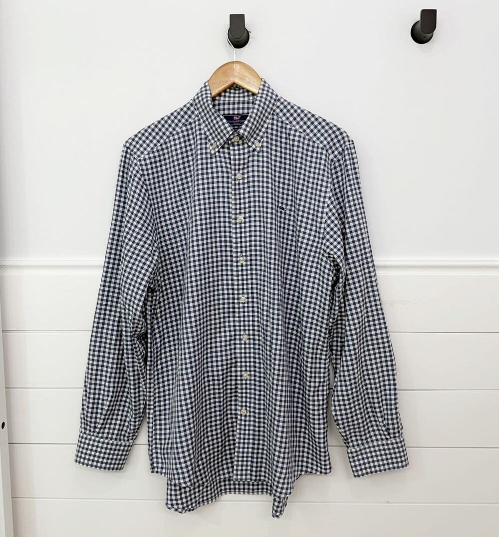 Men’s Vineyard Vines Slim Fit Whale Shirt 100# Cotton Dress Shirt M